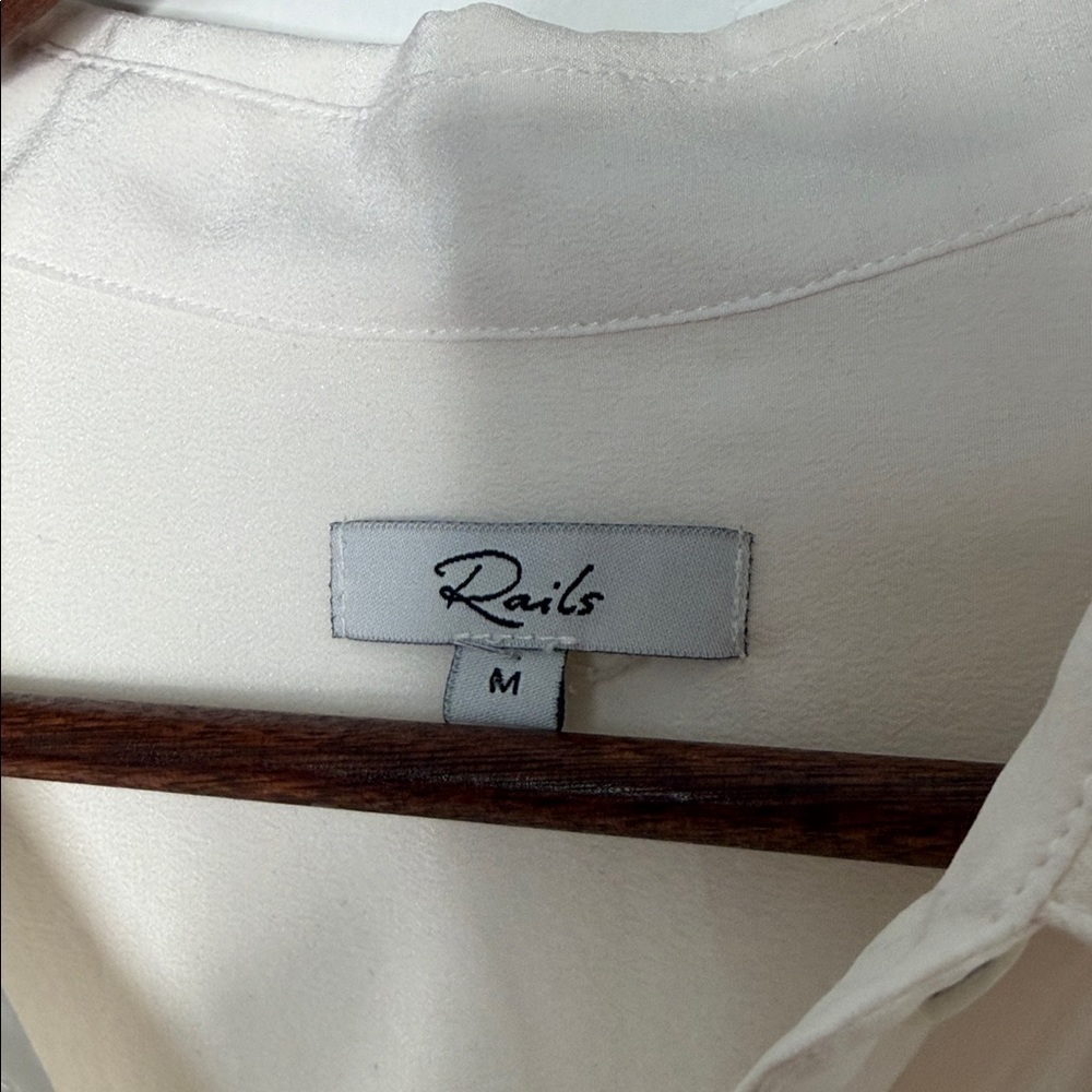 Rails Rhett Python Silk Button Front Shirt White Size Medium - Picture 5 of 7